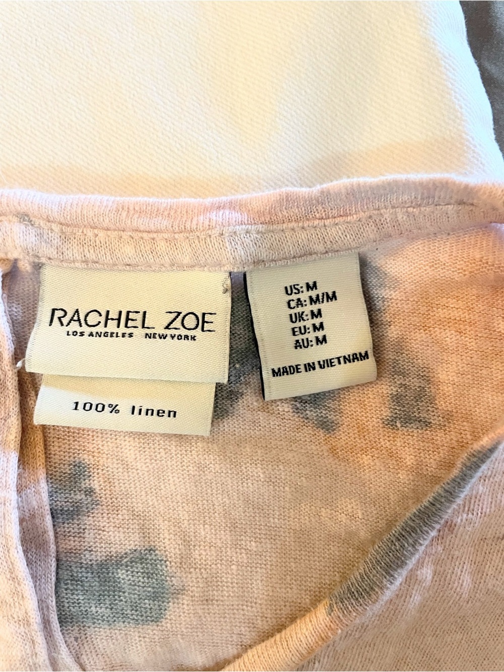 Rachel Zoe 100% Linen Pink Abstract Floral Top Medium - Picture 5 of 6